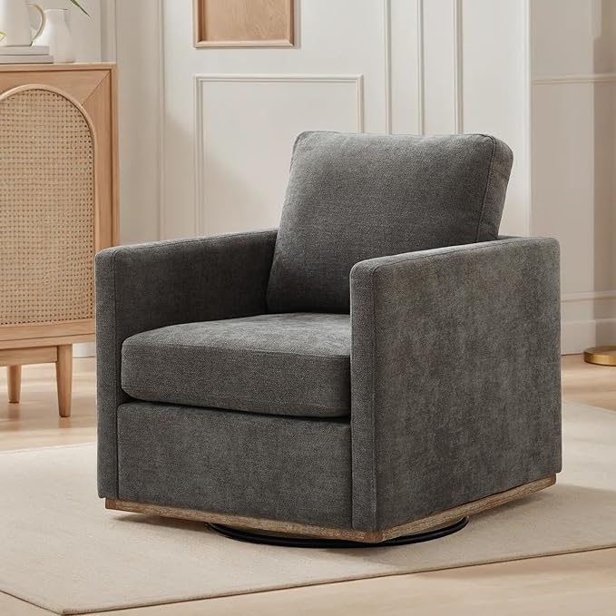 Mlmh &amp Kngwa 30.7 Swivel Accent Chair Set of 2 for Living Room Mid Century Modern Armchair Reading Chairs for BedroomChenilleCharcoal