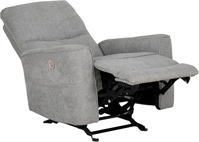 Powell Kylee Grey Upholstered Power Reclining Chair with Charging Port