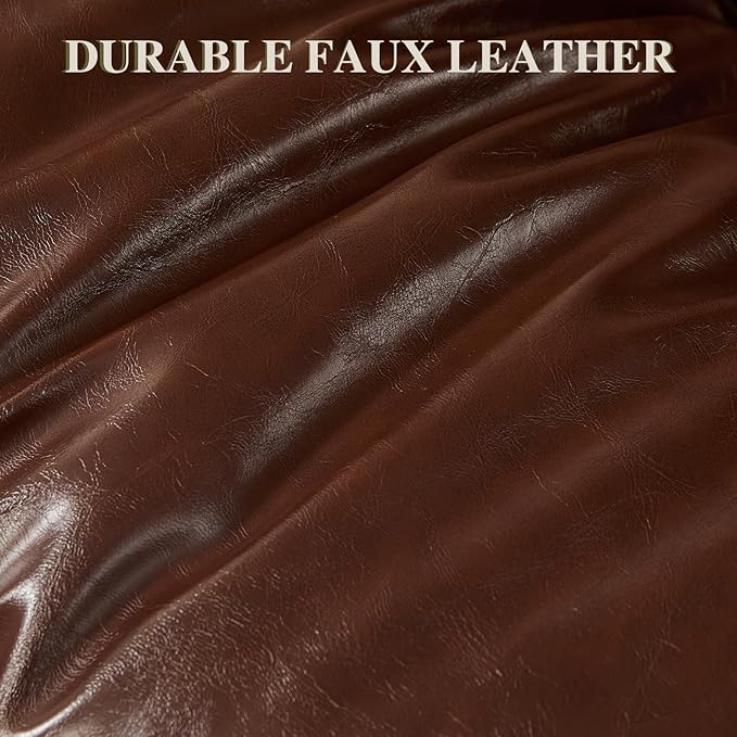 79” Leather Sofa Couch with Storage Mid Century Modern Rolled Arm Couches for Living Room Furniture Nailhead Trim Dark Brown