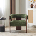 Christopher Knight Home Nettie Modern Accent Chair for Living Room Velvet Fabric Single Lounge Sofa Chair with Wooden Frame Comfy Reading Chair for Bedroom Lounge Armchair with Cushion Olive Green