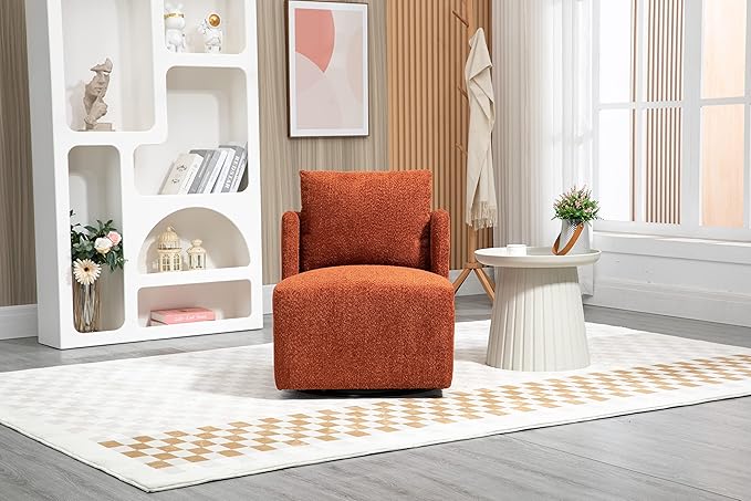 Swivel Barrel Chair Comfy Round Accent Sofa Chair for Living Room 360 Degree Swivel Barrel Club Chair Leisure Arm Chair for Nursery Hotel Bedroom Office Lounge