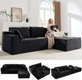 103 L-Shape Cloud Couch with Chaise Upholstered Corduroy Modular Sectional Sofa Deep Seat Couch with Free Combination for Living Room &amp ApartmentNo Assembly Required(BlackRight Facing Chaise)