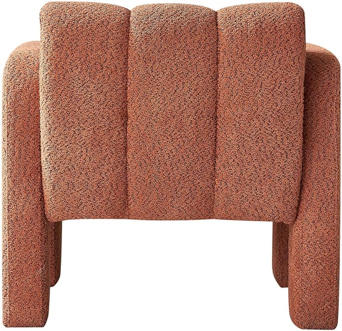 Accent Chair Living Room Chair Modern Comfy Reading Chair for Bedroom Upholstered Boucle Fabric Side Chair Armchair for Living Room Office (Orange)