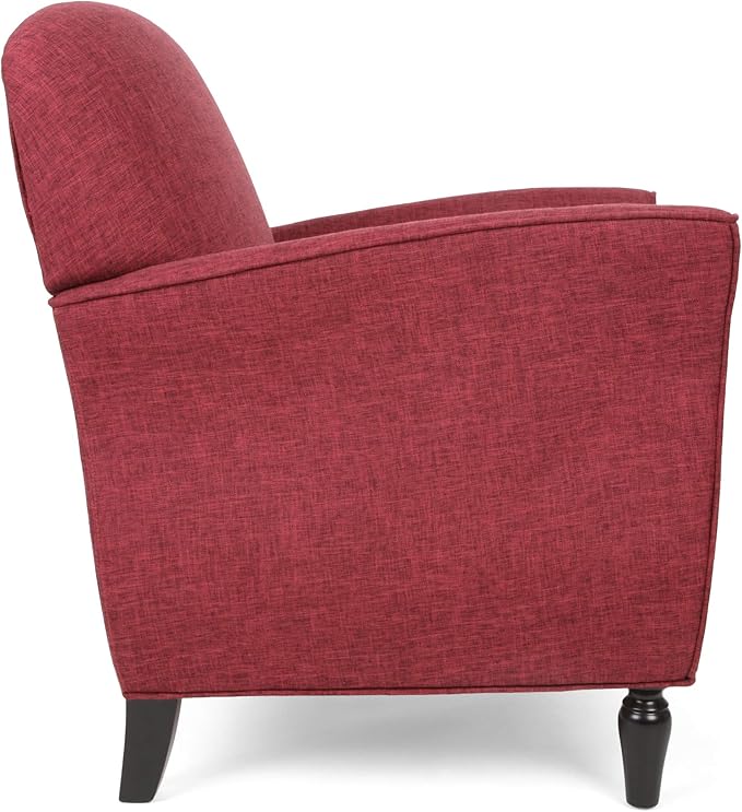 Merax Red Accent Chair Fabric Armchair Mid Century Modern Chair Set of 1 Cozy Single Seat Sofa Upholstered Reading Chair for Bedroom Living Room