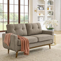 67.7 Loveseat Sofa Couch Mid-Century Modern Love Seat Couches for Living Room Button Tufted Upholstered Small Loveseats for Small Space Office Bedroom with Wooden Legs (Khaki)