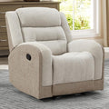 EBELLO Manual Recliner Chair Plush Fabric Single Recliner with Padded Seat Overstuffed Headrest and Supportive Footrest Perfect for Living Room Bedroom or Home Theater Beige
