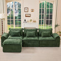 Hobestluk 120 Cloud Modular Sectional Couch 3-Seater Sofa with Ottoman L Shaped Sofa with Removable Cover Large Sofa Couch for Living Room (Green 3-Seater Sofa with One Ottoman)