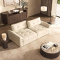 Oversized Modular Sectional Sofa with Adjustable Back Modern Comfy Sectional Couch with Storage Ottoman Deep Seat Chenille Cloud Couch for Living Room 2 Seater Beige