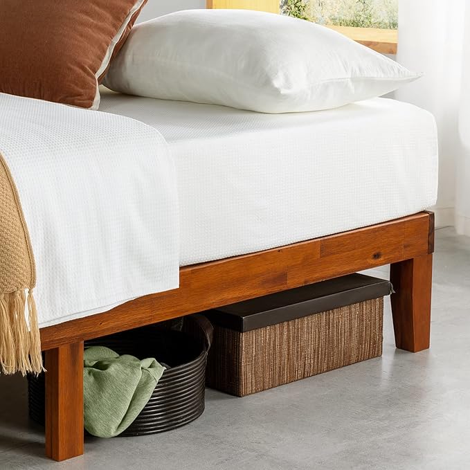 Mellow Naturalista Classic 12 Inch Solid Wood Platform Bed with Wooden Slats Twin XL Cherry