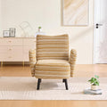 Modern Upholstered Armchair with Side Storage Pocket Fabric Reading Chair with Solid Wood Legs Ergonomic Accent Chair for Living Room Bedroom &amp Office (Yellow)
