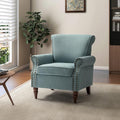 Modern Upholstered Accent Chair with Wood Legs Wingback Armchair with Removable Cushion Comfy Nailhead Trim Lounge Chair Single Sofa Reading Chairs for Living Room Bedroom