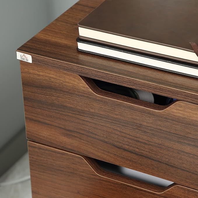 3 Drawer Office Storage Cabinet Under Desk Mobile File Cabinet with Casters - Brown Wood Grain