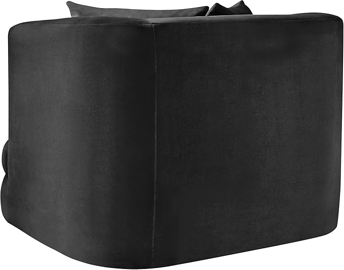 Meridian Furniture 699Black-C Alder Collection Modern | Contemporary Chair with Ultra Luxe Black Velvet 460 GSM Velvet Solid Wood Frame 38 W x 36 D x 30 H Black
