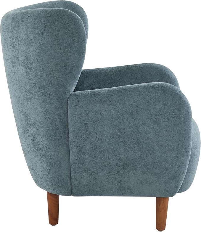 Christopher Knight Home Dolly Mid-Century Modern Velvet Upholstered Wingback Club Chair Living Room Lounge Chair for Relaxation Reading Armchair Solid Wood Living Room Accent Chair Aqua Blue+Brown