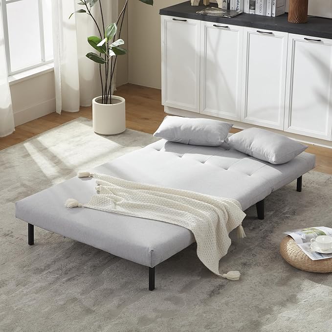 Oversized Foldable Sofa Bed with 7-in-1 Linen Fabric Couch Ideal for Apartments Guest Rooms and Small Space Gray