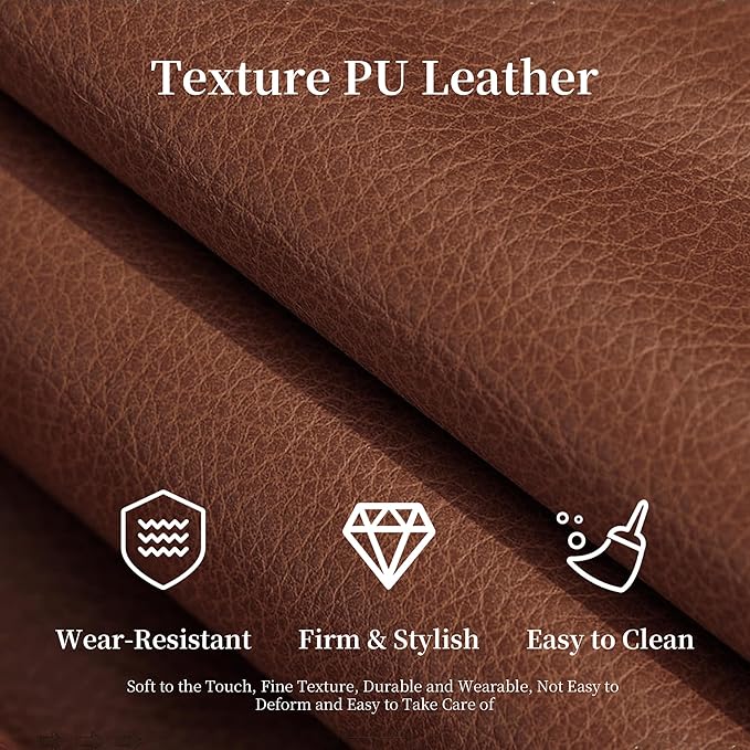 Faux Leather Sofa Mid Century Modern Deep Loveseats Comfy Cloud Couch Tufted Pillow Top Arm Furniture for Living Room Apartment Cognac Brown