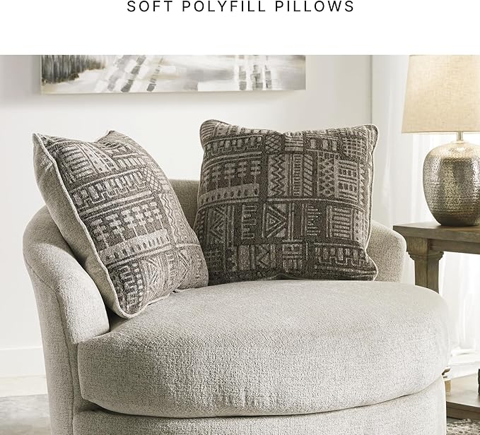 Signature Design by Ashley Soletren Contemporary Chenille 360-Degree Swivel Accent Chair Off-White