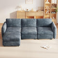 92.51 L Shaped Couch 4-Seater Modular Sectional Sofa with Chaise Comfy Cloud Couch with 1 Storage Ottoman Upholstered Sectional Sofa with Deep Seat for Living Room Apartments Blue