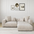 Modular Sectional Couch Sofa with 4 Pillows 102 L Shaped Sofa Couch with Chaise OttomansCorduroy Fabric Couches (Beige)