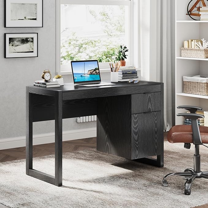 Giantex Computer Desk with Drawer &amp Storage Cabinet Wooden Home Office Desk Modern Executive Laptop PC Table Computer Workstation Study Writing Desk for Home Office Bedroom Living Room