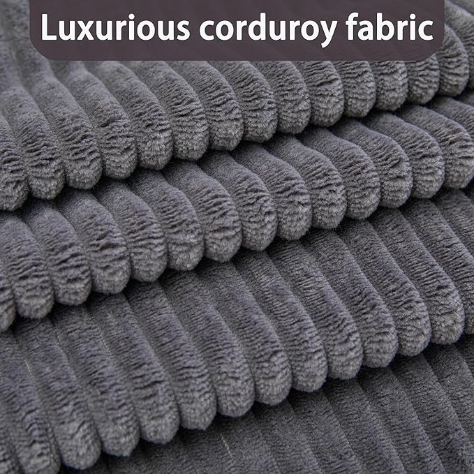 Full Size Sleeper Sofa Bed Pull Out Couch with Queen Size Memory Foam Mattress 2-in-1 Convertible Corduroy Loveseat Sleeper for Small Apartment USB Charging (Gray)