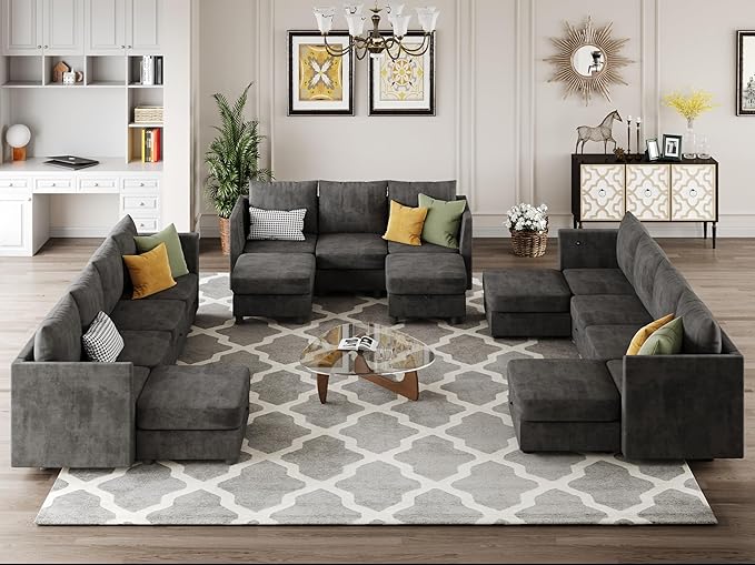 YOUDENOVA Middle Seat Module with Storage for Modular Sectional Sofa Accent Armless Chair Free Combination Dark Grey