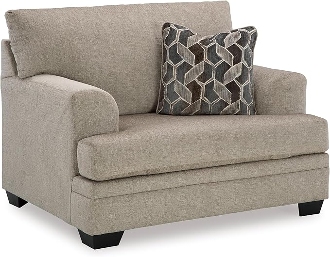 Signature Design by Ashley Stonemeade Casual Upholstered Oversized Chair with 1 Toss Pillow Light Brown