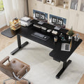 EnHomee 71 Inch Standing Desk Adjustable Electric with Monitor Stand Computer Desk with Power Strip Memory Height Home Office Desk for Home and Study Room Black