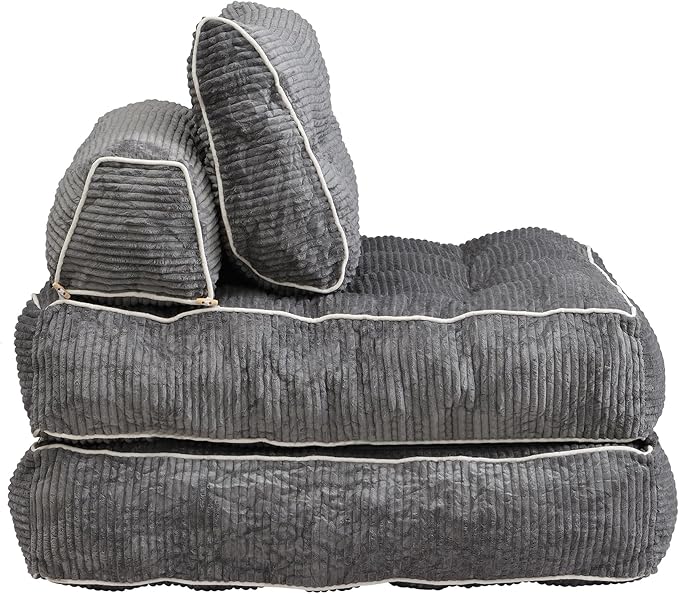 Ball &amp Cast Folding Sofa Bed Futon Couch Bed with Pillow and Backrest Convertible Sleeper Chair Comfy Floor Sofa for Living Room BedroomGray