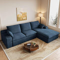 107 Cloud Couch Modular Sectional Couchs with Chaise Lounge L-Shape Boneless Couches for Living Room Corduroy Sofa with Deep Seat No Assembly Required (Blue Right Facing Chaise)