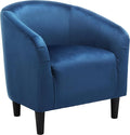 Yaheetech Accent Barrel Chair Velvet Club Chair Furry Sherpa Elegant Armchair with Cozy Soft Padded Suitable for Living Room Bedroom Reception Room Office Pagoda Blue