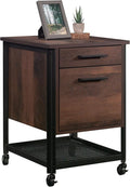 Mobile File Cabinet with Wheels 2 Drawers Rolling Filing Cabinet Wood &amp Metal Printer Stand Office Storage Cabinet for Home Office A4 Letter-SizeAntique Dark Oak