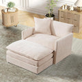TTK Oversized Chaise Lounge Chair with Ottoman - 39.17 Wide Modern Sleeper Sofa for Living Room Bedroom &amp Office - Deep Seat Sectional Couch with Pillow Comfortable Reading Chair (Beige 39.17