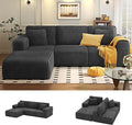 KINGYES 107'' Modular Sectional Sofa L Shaped Cloud Couch for Living Room Modern Plush Corduroy Boneless Sofa with Chaise for Bedroom Gray