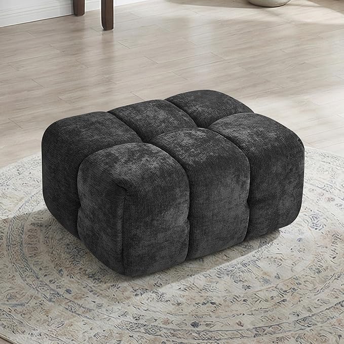 35 Boneless Ottoman Chenille Modular Sectional Cloud Couch Ottoman Comfy Upholstered Footrest for Living Room Bedroom Apartment Dark Gray