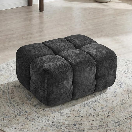 35 Boneless Ottoman Chenille Modular Sectional Cloud Couch Ottoman Comfy Upholstered Footrest for Living Room Bedroom Apartment Dark Gray