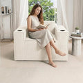 Cloud Single SofaChaise Lounge Chair with Cup Holder &amp Side PocketElevated Seat HeightNo Assembly RequiredBoneless Corduroy Chair for Small SpaceBedroomOffice (White Single Sofa)