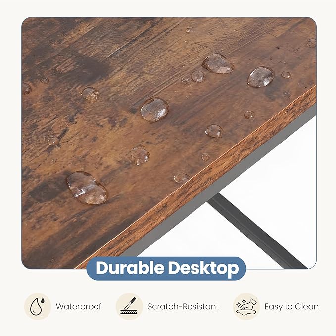 DUMOS L Shaped Desk 47 Inch Computer Desk Gaming Furniture Corner Desks Home Office PC Table with Reversible Storage Shelves for Writing Working Study Bedroom Dorm Rustic Brown