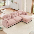 107 Oversized Modular Sectional Sofa Pink Large Sectional Couches for Living Room Chenille Fluffy Sofa Set Cloud 3 Seater Comfy Modular Couches with 1 Ottoman Modern Sofas para Sala L Shaped