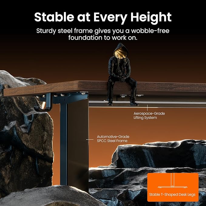 ErGear Height Adjustable Electric Standing Desk 32 x 19 Inches Sit Stand up Desk Memory Computer Home Office Desk Dark Walnut