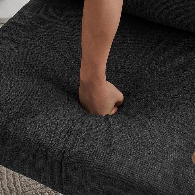 Leisure Lounge Chair Arm Chair with Metal e Upholstered Side Chair Comfy Sitting Chair for Living Room Black Chenille DC633