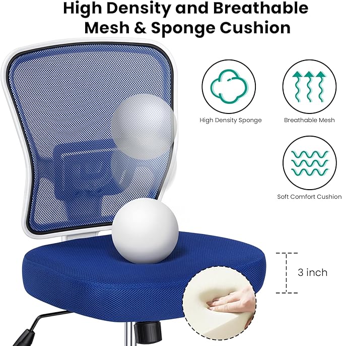 Armless Drafting Chair Tall Office Chair for Standing Desk - Adjustable Height Mesh Ergonomic Stool with Foot Ring Rolling Counter Height Computer Chair for Small Spaces &amp Home Office
