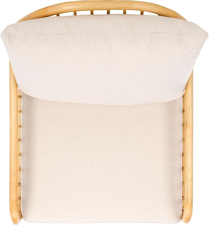 SAFAVIEH Home Collection Reiley Tropical Coastal White/Natural Accent Chair with Cushion (Fully Assembled)