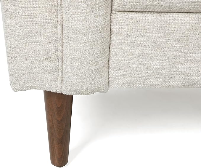 Christopher Knight Home Contemporary Tufted and Diamond Stitching Fabric LoveseatTub-Design 2-Seater Sofa Removable Cushions Birch Wood Legs Square Arms Beige and Espresso