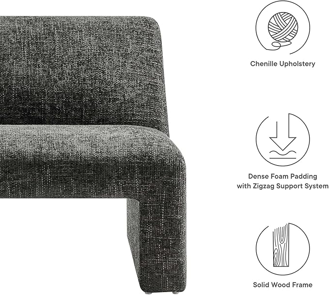 Modway EEI-6765-CAR Amita Chenille Upholstered Accent Chair Carbon Black