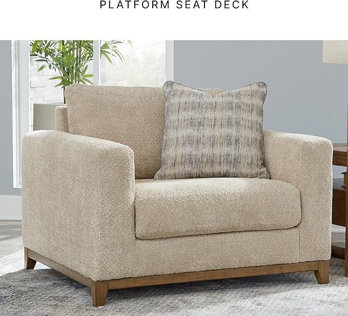 Signature Design by Ashley Parklynn Classic Upholstered Oversized Chair with 1 Accent Pillow Beige