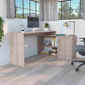 Home Office Desk 59 Modern L-Shaped Computer Desk with Open &amp Closed Storage -Light Gray