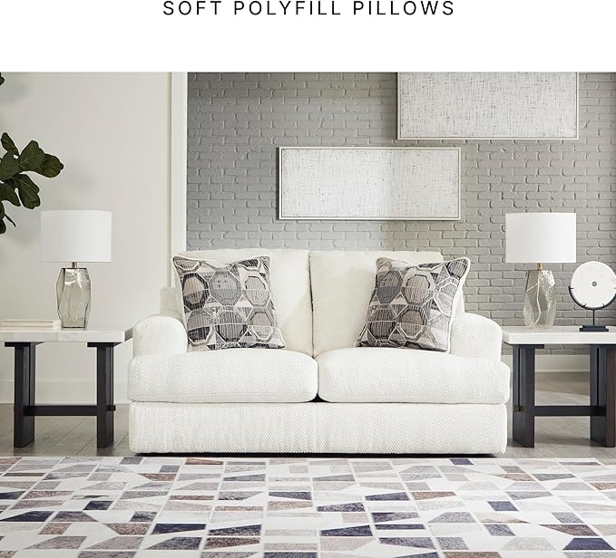 Signature Design by Ashley Karinne Coastal Loveseat with Non-skid Legs White
