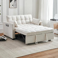 Futon Sofa Bed 3 in 1 Sleeper Sofa Couch Bed with Armrests Storage Pockets and 2 Pillows Adjustable Backrest Sofa Bed Couch for Living Room Bedroom OfficeReading Room(Beige)