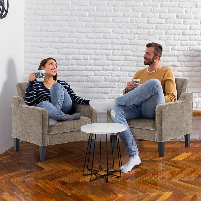 VINGLI Accent Chairs for Living Room Mid Century Modern Chair Chenille Sofa Chair Upholstered Arm Chair with Scooped Arms for Bedroom Home Office Apartment